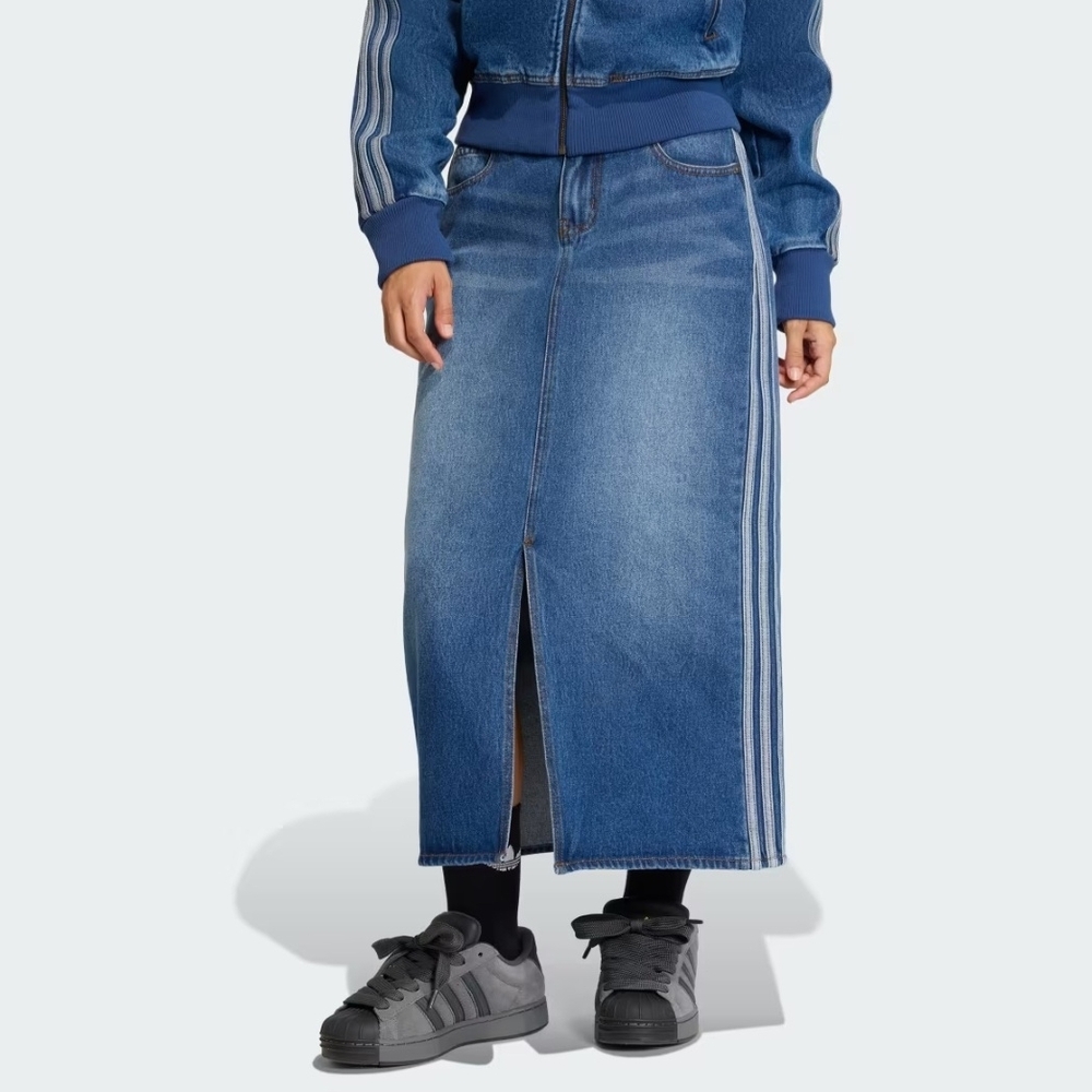 Adidas Denim Midi Skirt - Size 12 - Picture 4 of 9